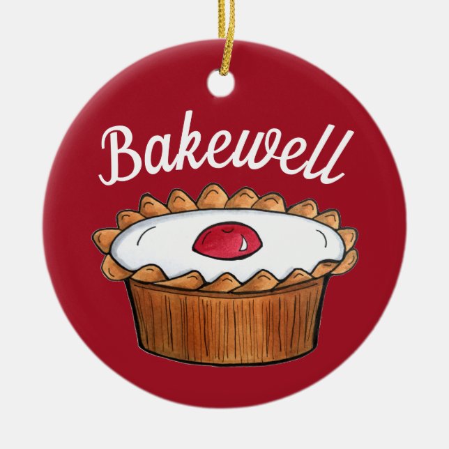 Cherry Bakewell Tart British Food UK Pastry Baking Keramik Ornament (Vorne)