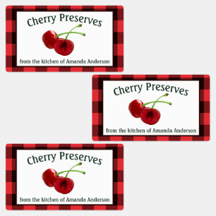 Cherry behält Kariertes Lebensmitteletikett Etiketten