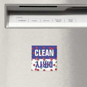 Cherry Berries Red Pattern Moderne Blaue Geschirrs Magnet