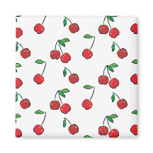 Cherry Berries Red Pattern Moderner Retro Spaß