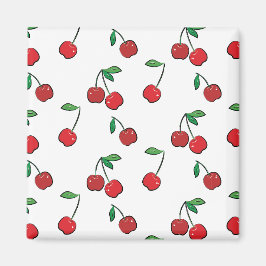 Cherry Berries Red Pattern Moderner Retro Spaß Magnet