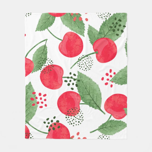 Cherry Berries Vintag, Wasserfarbe nahtlos. Fleecedecke (Vorderseite)