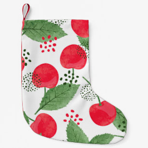 Cherry Berries Vintag, Wasserfarbe nahtlos. Kleiner Weihnachtsstrumpf