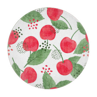 Cherry Berries Vintag, Wasserfarbe nahtlos. Schneidebrett