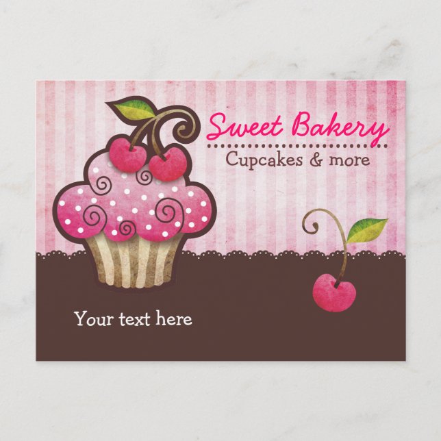 Cherry Berry Cupcake Postkarten (Vorderseite)