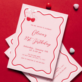 Cherry Birthday Party Thema Erwachsene Einladung