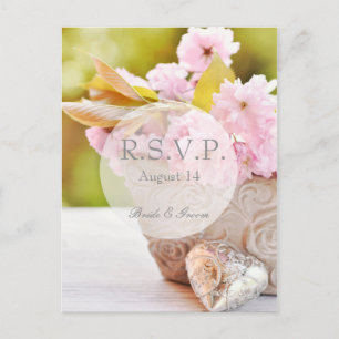 Cherry bllossoms-rosa Blume Hochzeit RSVP Einladungspostkarte