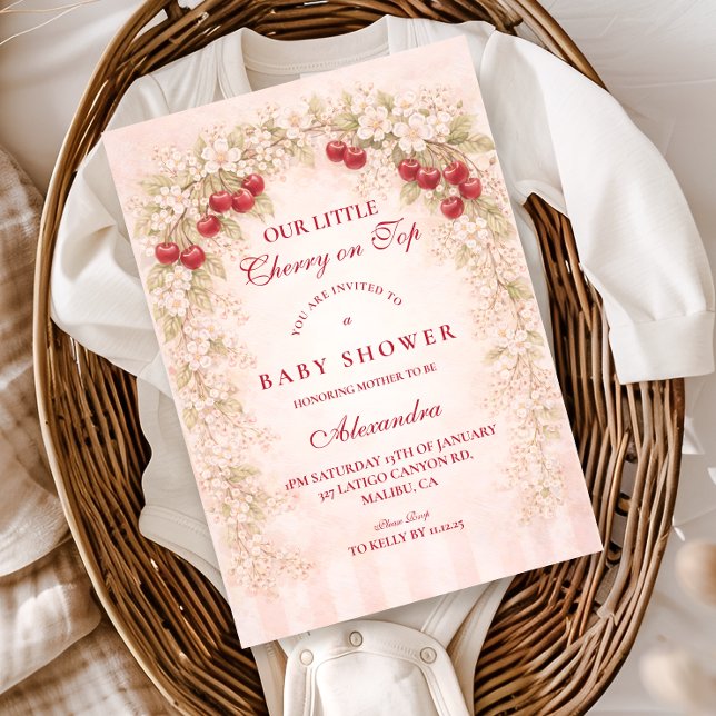 Cherry Bloom Floral Baby Shower  Einladung (Von Creator hochgeladen)