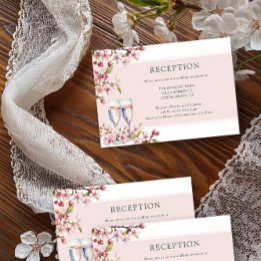 Cherry Blosom Pink Floral Hochzeit Empfang Begleitkarte