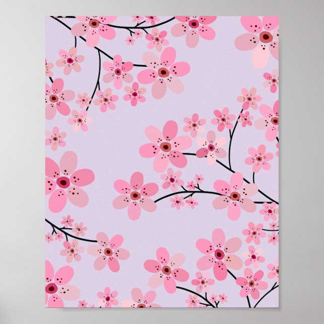 Cherry Blossom 06 Lavendel Poster (Vorne)