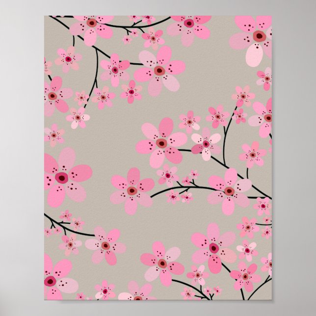 Cherry Blossom 08 Neutral Beige Poster (Vorne)