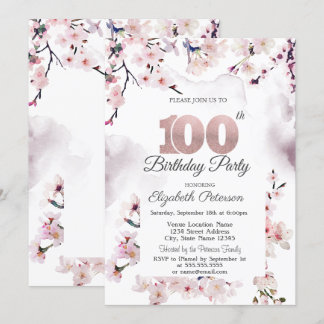 Cherry Blossom 100. Geburtstag Einladung