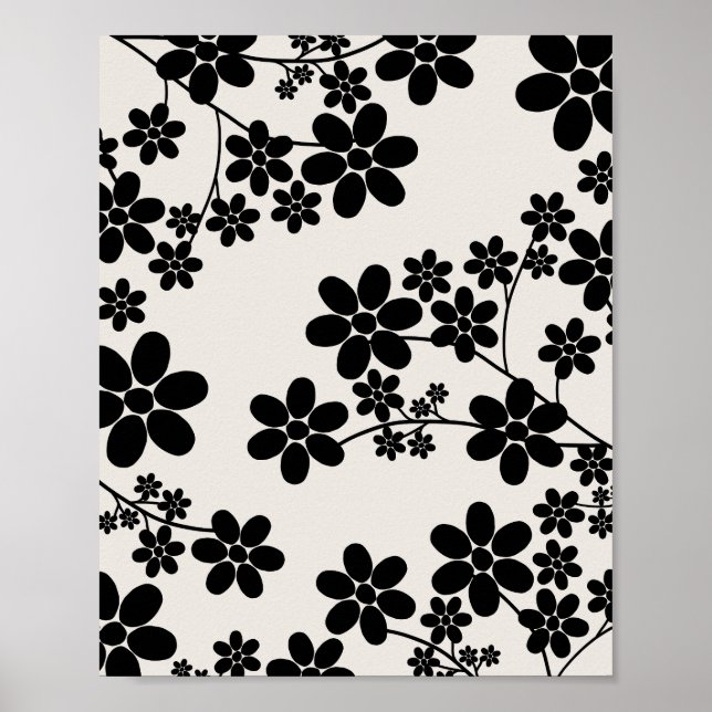 Cherry Blossom 12 Beige und Schwarz Poster (Vorne)