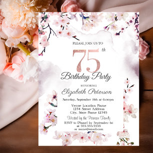 Cherry Blossom 75. Geburtstag Einladung