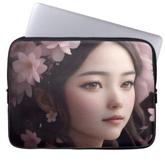 Cherry Blossom Adorned Girl Electronics Bag Laptopschutzhülle