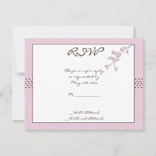 Cherry Blossom and Brown Polka Dot Response Card RSVP Karte