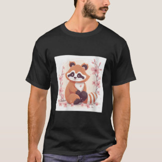 Cherry Blossom And Red Panda Sweet Style T-Shirt