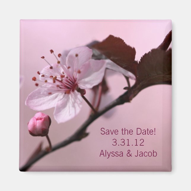 Cherry Blossom Anpassbar Speichern des Datumsmagaz Magnet (Vorne)