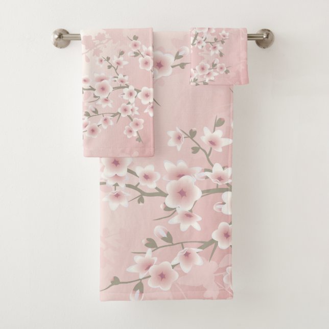 Cherry Blossom Apricot Vintag Badhandtuch Set (Insitu)