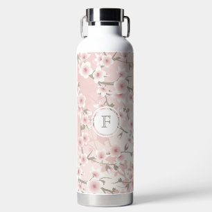 Cherry Blossom Apricot Vintag Floral Monogramm Trinkflasche