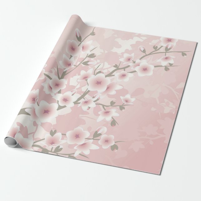 Cherry Blossom Apricot Vintage Blumenpastete Geschenkpapier (Ungerollt)