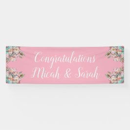 Cherry Blossom Aquamarin Retro Vintag Baby Dusche Banner