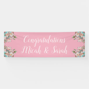 Cherry Blossom Aquamarin Retro Vintag Baby Dusche Banner