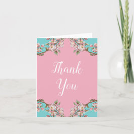 Cherry Blossom Aquamarin Retro Vintag Baby Dusche Dankeskarte