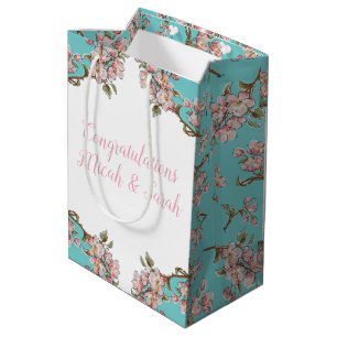 Cherry Blossom Aquamarin Retro Vintag Baby Dusche Mittlere Geschenktüte