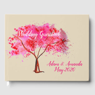 Cherry Blossom Aquarellkunst Hochzeit Gästebuch