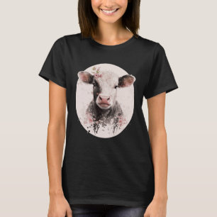 Cherry Blossom Baby Cow Calf Japanischer Sakura Fa T-Shirt