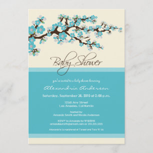 Cherry Blossom Baby Shower Invitation (aqua) Einladung