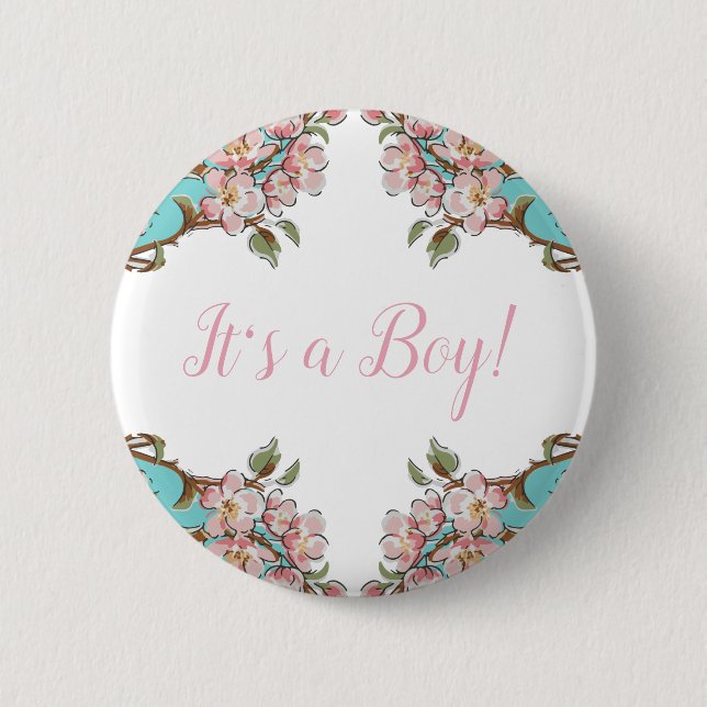 Cherry Blossom Babydusche Button (Vorderseite)