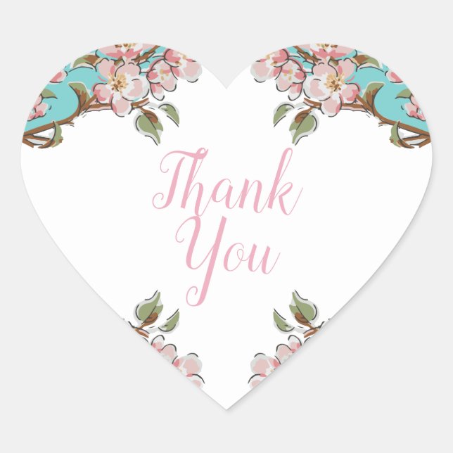 Cherry Blossom Babydusche Herz-Aufkleber (Vorderseite)