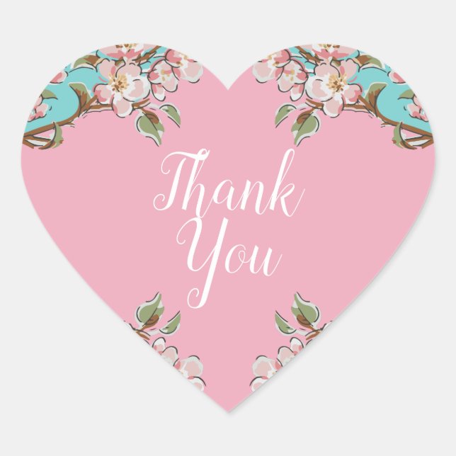 Cherry Blossom Babydusche Herz-Aufkleber (Vorderseite)