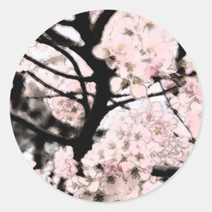 Cherry Blossom bearbeitet Runder Aufkleber