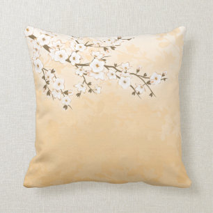 Cherry Blossom Beige Creme Asia Floral Kissen