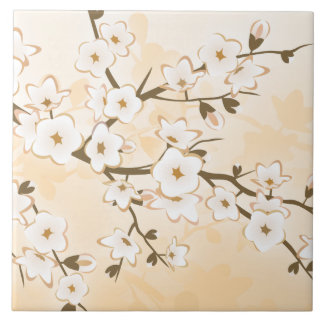 Cherry Blossom Beige Creme Floral Asien Fliese