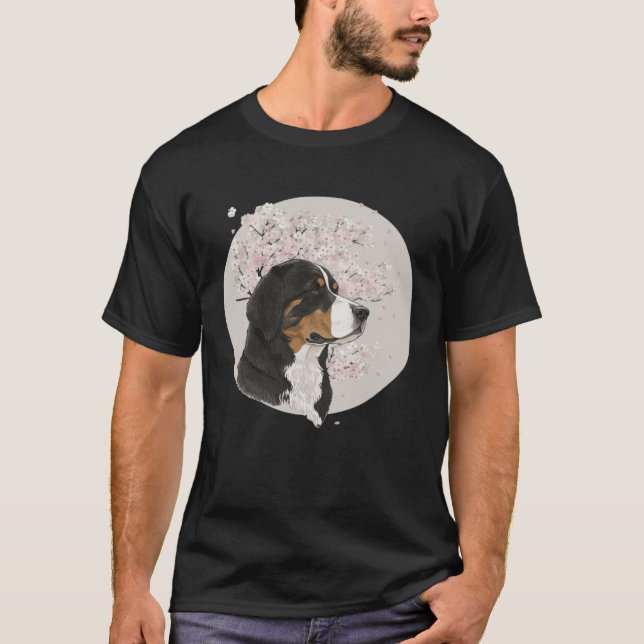 Cherry Blossom Bernese Mountain Dog Breed Japanese T-Shirt (Vorderseite)