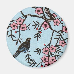 Cherry Blossom Bird Magnet