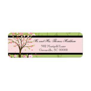Cherry Blossom Birds Personalisierte Adressetikett