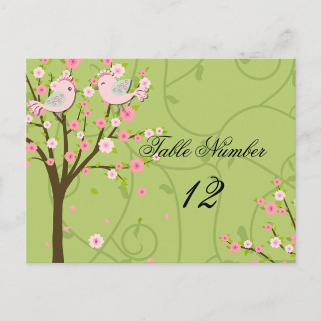 Cherry Blossom Birds Tischnummer Postcard (Vorderseite)