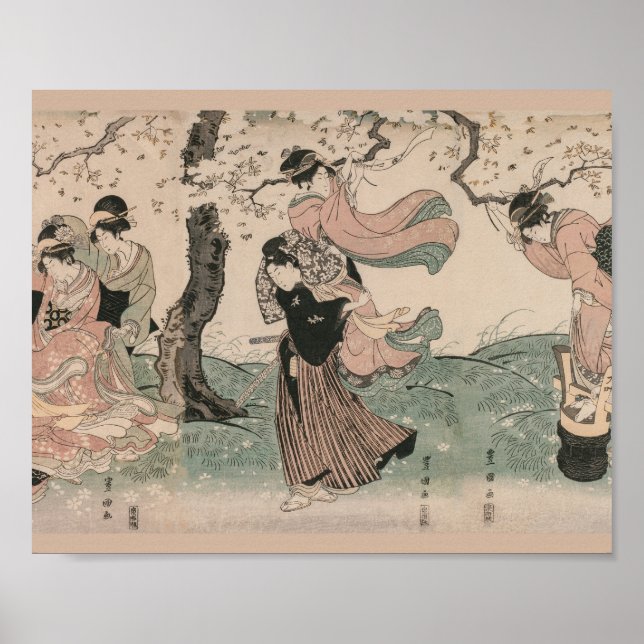 Cherry Blossom Blick im Frühjahr Japanisch Ukiyo-e Poster (Vorne)