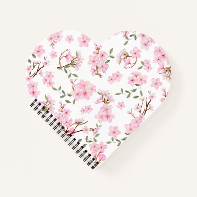 Cherry Blossom Bloom Heart Notebook Notizbuch (Vorderseite)