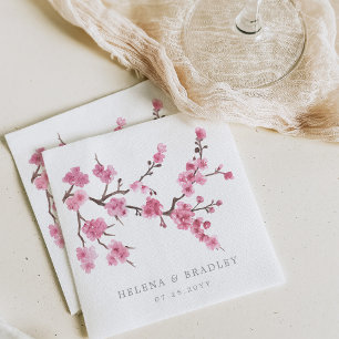 Cherry Blossom Bloom Hochzeitscocktail Serviette