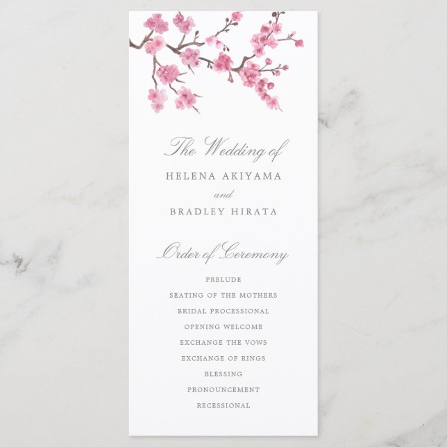 Cherry Blossom Bloom | Hochzeitsprogramm Programm (Vorderseite)