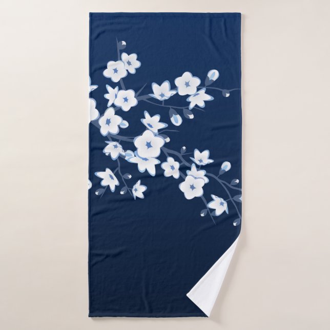 Cherry Blossom Blue White Badehandtuch (Badehandtuch)