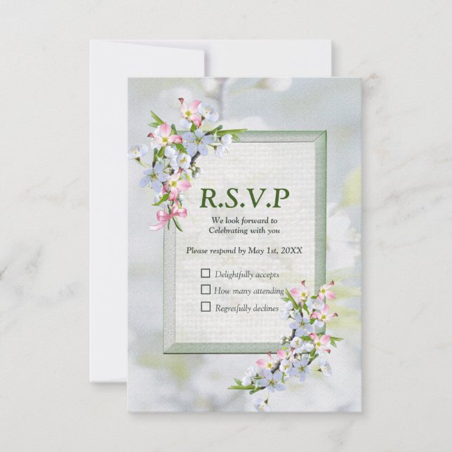 Cherry Blossom Blume Bouquet RSVP Karte (Vorderseite)