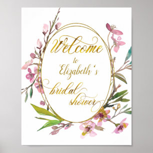 Cherry Blossom Blume Gold Frame Brautparty Poster