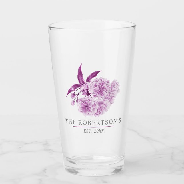 Cherry Blossom Blume lila Familienname Glas (Vorderseite)
